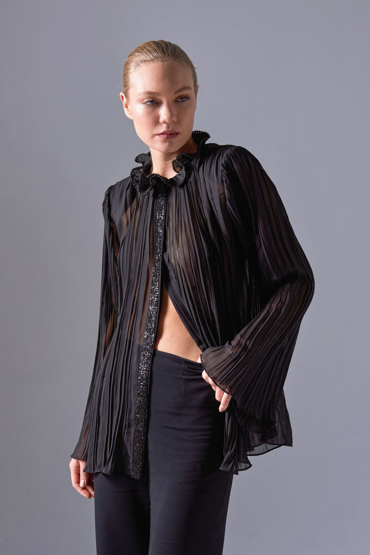 Beaded Pleated Shirt