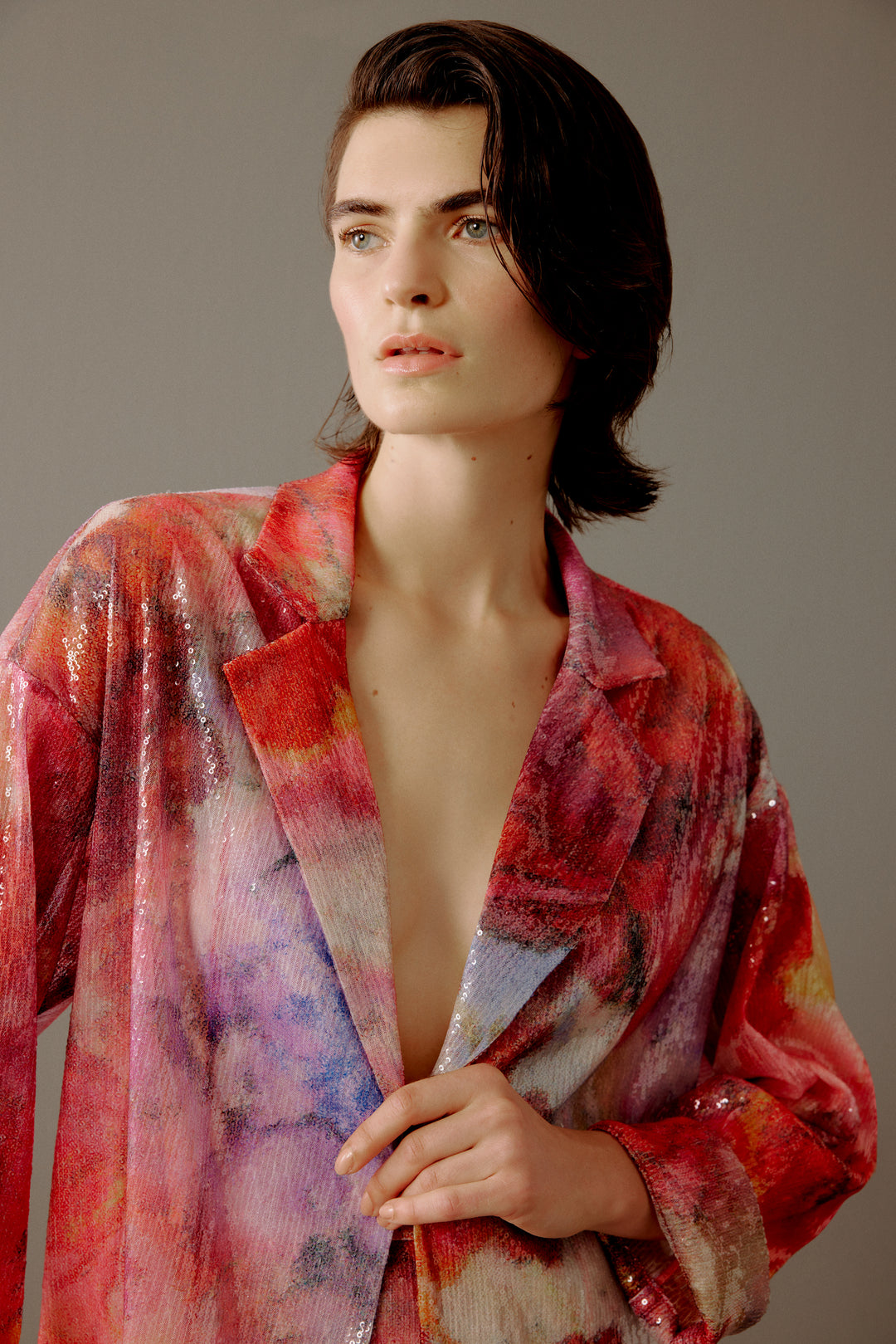 A Printed Sequin Loose Suit