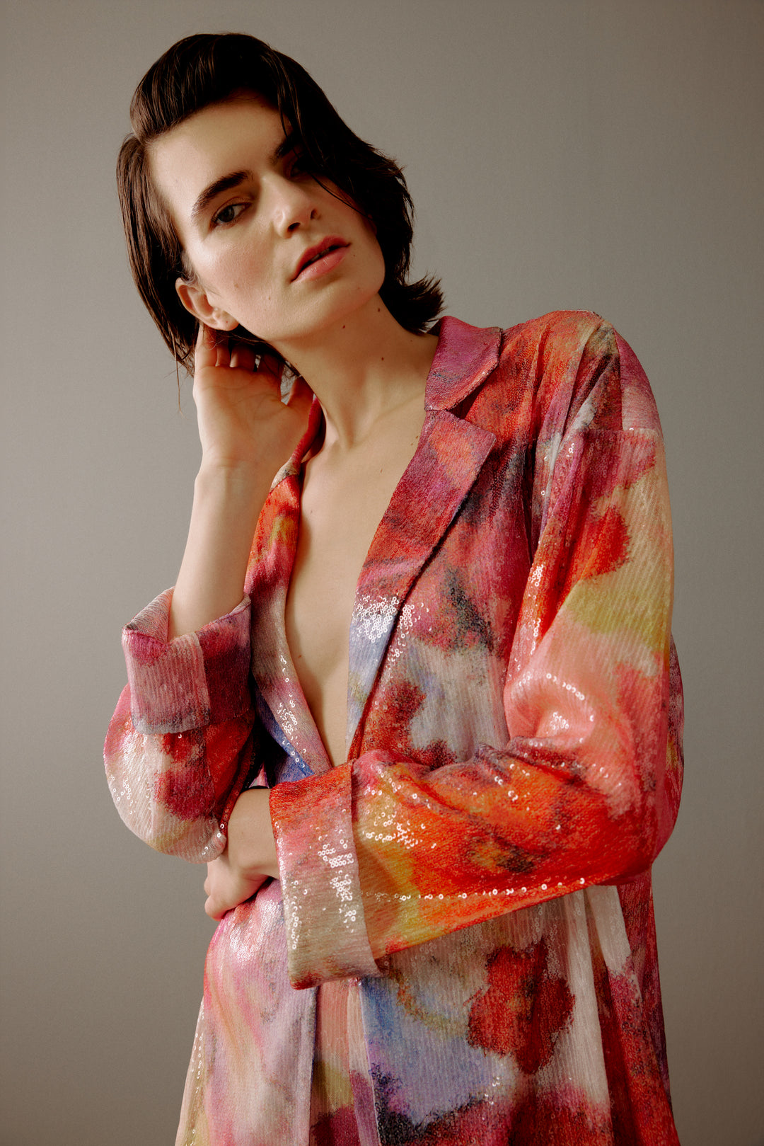 A Printed Sequin Loose Suit